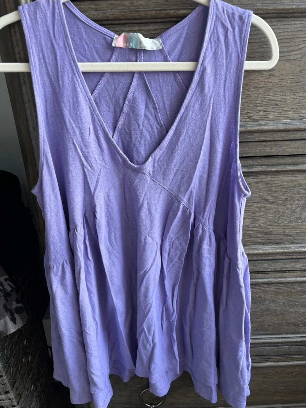 Free People Beach Anytime Babydoll Peplum Tank Top Purple - Size XS